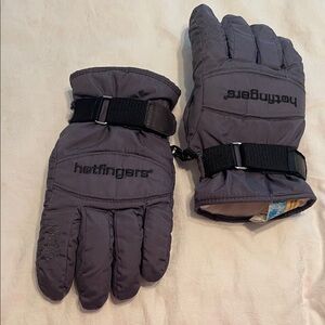 Men's Gray Hotfingers Winter Ski Gloves— large